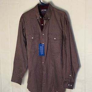 Panhandle slim medium country western shirt brown white polkadots